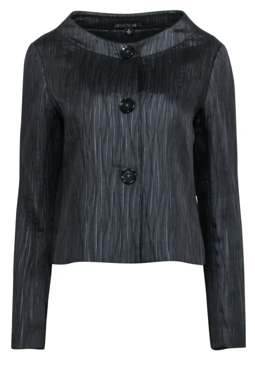 Lafayette 148 - Black Textured Collarless Blazer Sz 6