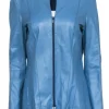 Lafayette 148 - Blue Leather Zipper Front Jacket Sz 12