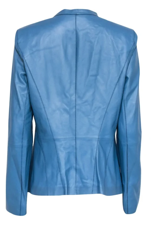 Lafayette 148 - Blue Leather Zipper Front Jacket Sz 12