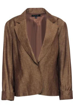 Lafayette 148 - Brown Single Button Linen Blazer Sz 16