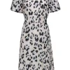 Lafayette 148 - Cream, Black & Pale Blue Cheetah Print Silk Dress Sz 10