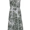 Lafayette 148 - Green & White Leaf Print Sleeveless A-Line Dress Sz 10