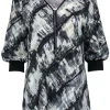 Lafayette 148 - Grey & Black Paint Stroke Print Blouse Sz S