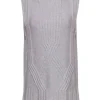 Lafayette 148 - Grey Cable Knit Sleeveless Mock Turtleneck Sweater Sz S