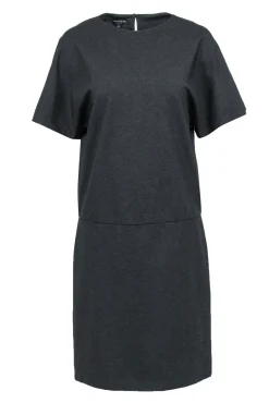 Lafayette 148 - Grey Short Sleeve Drop Waist Midi Dress Sz M