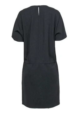Lafayette 148 - Grey Short Sleeve Drop Waist Midi Dress Sz M