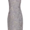 Lafayette 148 - Grey Sleeveless Squiggle Pattern Sheath Dress Sz 12