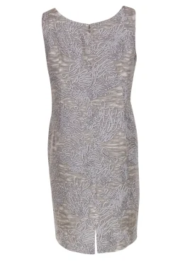 Lafayette 148 - Grey Sleeveless Squiggle Pattern Sheath Dress Sz 12