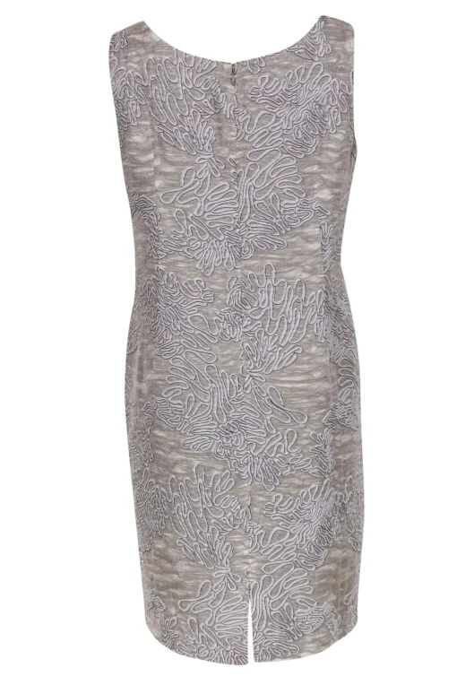 Lafayette 148 - Grey Sleeveless Squiggle Pattern Sheath Dress Sz 12