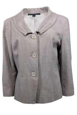 Lafayette 148 - Light Brown Wool Blend Pleated Collar Blazer Sz 14