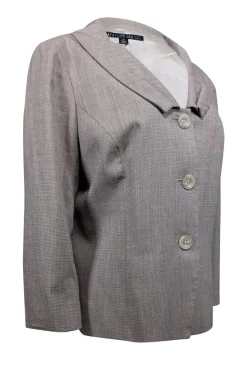 Lafayette 148 - Light Brown Wool Blend Pleated Collar Blazer Sz 14