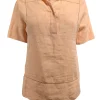 Lafayette 148 - Light Peach Linen Short Sleeve Shirt Sz P