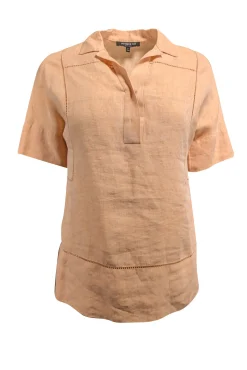 Lafayette 148 - Light Peach Linen Short Sleeve Shirt Sz P