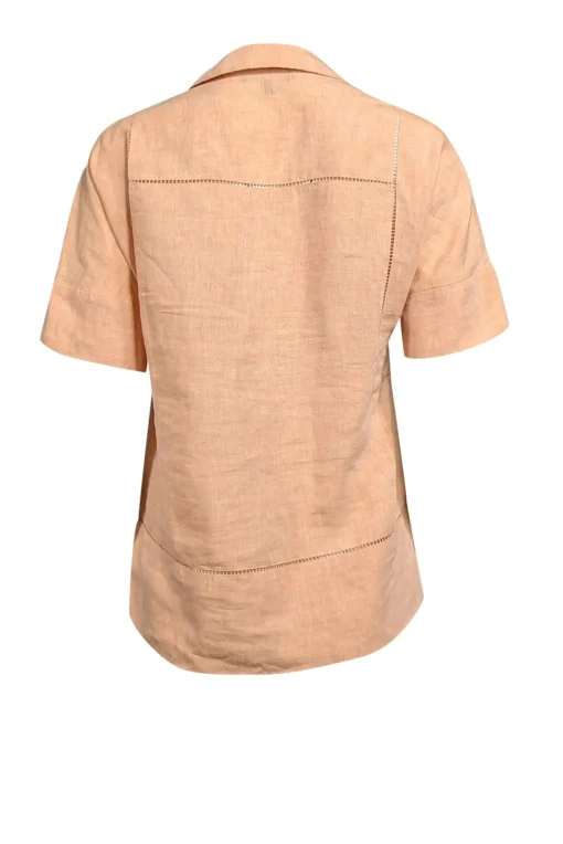 Lafayette 148 - Light Peach Linen Short Sleeve Shirt Sz P