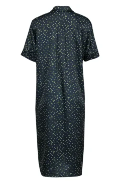 Lafayette 148 - Navy & Green Polka Dot Midi Shirt Dress Sz M