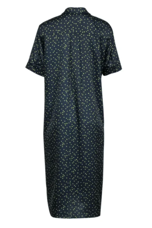 Lafayette 148 - Navy & Green Polka Dot Midi Shirt Dress Sz M