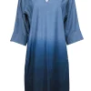 Lafayette 148 - Ombre Blue Chambray Batwing Shift Dress Sz M