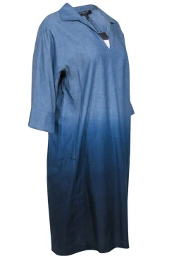 Lafayette 148 - Ombre Blue Chambray Batwing Shift Dress Sz M