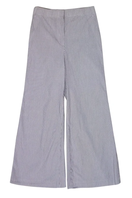 Lafayette 148 - White & Grey Striped Wide Leg Pants Sz 6