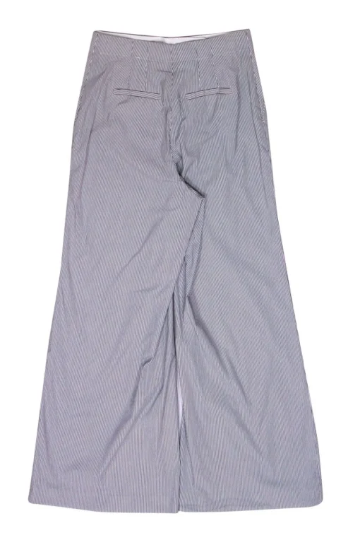 Lafayette 148 - White & Grey Striped Wide Leg Pants Sz 6