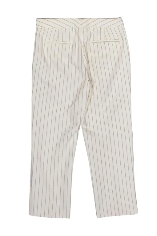 Lafayette 148 - White Pinstriped Cropped Cotton Blend Trousers Sz 4