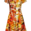 Lafayette 148 - Yellow & Orange Marbled Cotton Button-Front Dress Sz 4