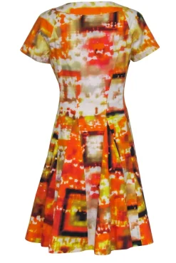 Lafayette 148 - Yellow & Orange Marbled Cotton Button-Front Dress Sz 4