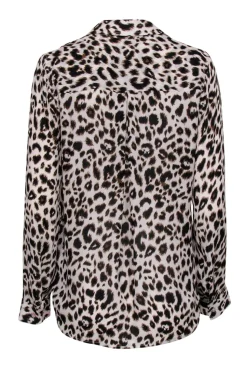 L'Agence - Beige & Brown Leopard Print Button Up Blouse Sz S