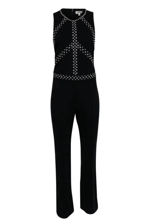 L'Agence - Black Sleeveless Jumpsuit w/ Silver-Toned Studs Sz 8