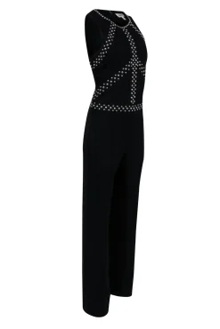 L'Agence - Black Sleeveless Jumpsuit w/ Silver-Toned Studs Sz 8