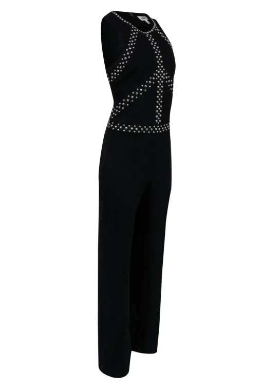 L'Agence - Black Sleeveless Jumpsuit w/ Silver-Toned Studs Sz 8