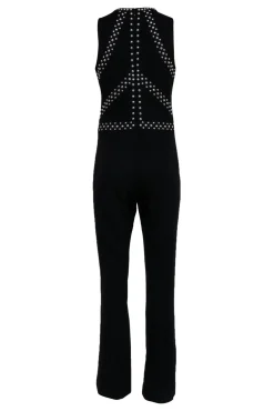 L'Agence - Black Sleeveless Jumpsuit w/ Silver-Toned Studs Sz 8