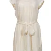 L'Agence - Cream Pleated Short Sleeved Shift Dress w/ Belt Sz 2