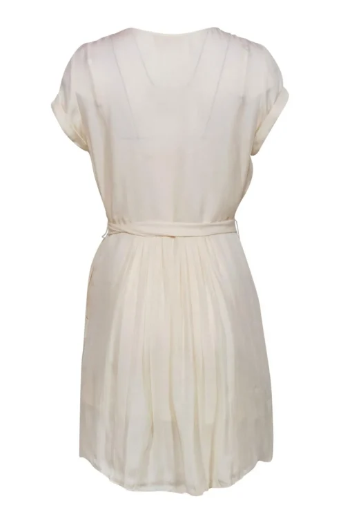 L'Agence - Cream Pleated Short Sleeved Shift Dress w/ Belt Sz 2