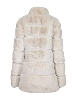 Lamarque - Cream Faux Fur Coat Sz S