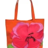 Lamarthe - Small Orange Canvas Tote w/ Floral Applique