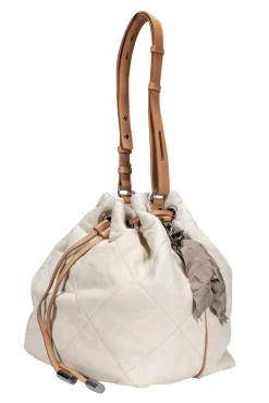 Lanvin - Cream Quilted Leather Bucket Bag
