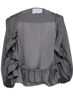 Lanvin - Semi-Sheer Gray Ruched Open Cardigan Sz 6