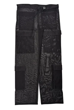 Lapointe - Black Semi-Sheer Mesh Drawstring Cargo Pants Sz S