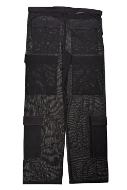 Lapointe - Black Semi-Sheer Mesh Drawstring Cargo Pants Sz S
