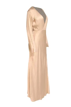 Lapointe - Cream Satin Long Sleeve Dress w/ Slit Sz 6