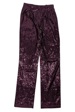 Lapointe - Dark Mulberry Sequin Straight Leg Trousers Sz 6