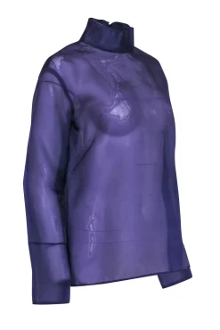Lapointe - Dark Purple Silk Sheer Zipper Back Top Sz 6