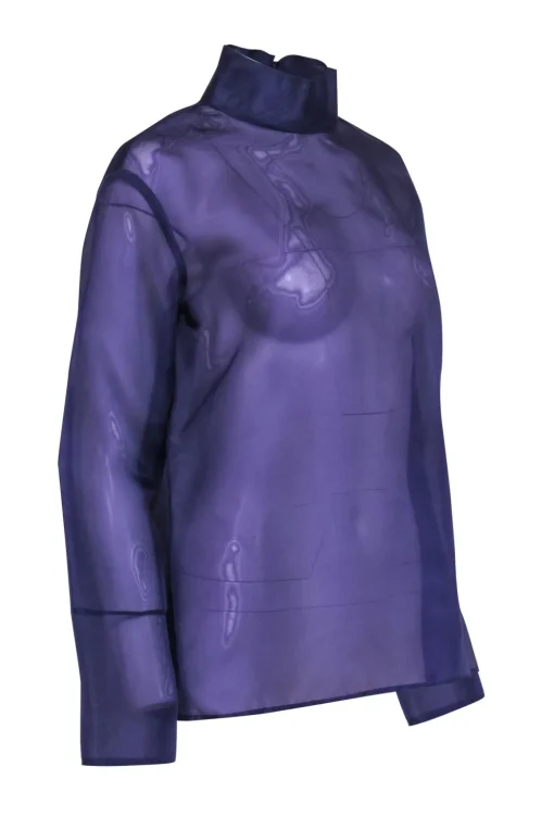 Lapointe - Dark Purple Silk Sheer Zipper Back Top Sz 6