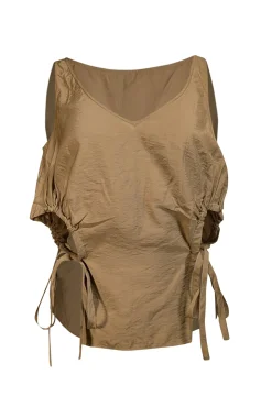 Lapointe - Dusty Green Crinkle Modal Cutout Top Sz S