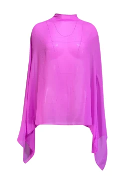 Lapointe - Fuchsia Georgette Oversized Cape Tee Sz XS