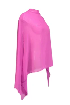 Lapointe - Fuchsia Georgette Oversized Cape Tee Sz XS