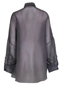 Lapointe - Grey Silk Sheer Button-Up Oversized Blouse Sz S