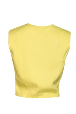 Lapointe - Light Yellow Satin Twist-Front Cropped Top Sz 8