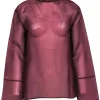 Lapointe - Maroon Silk Sheer Zipper Back Top Sz 6